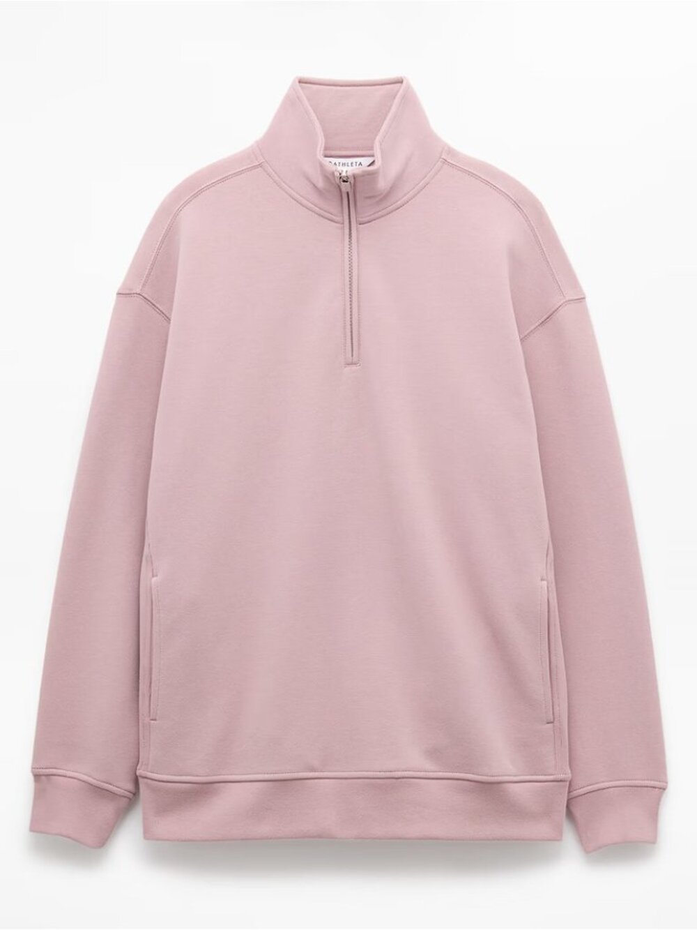 New Athleta S Forever Fleece 1/4 Zip Sweatshirt Blush Pink Small Regular - Picture 6 of 7